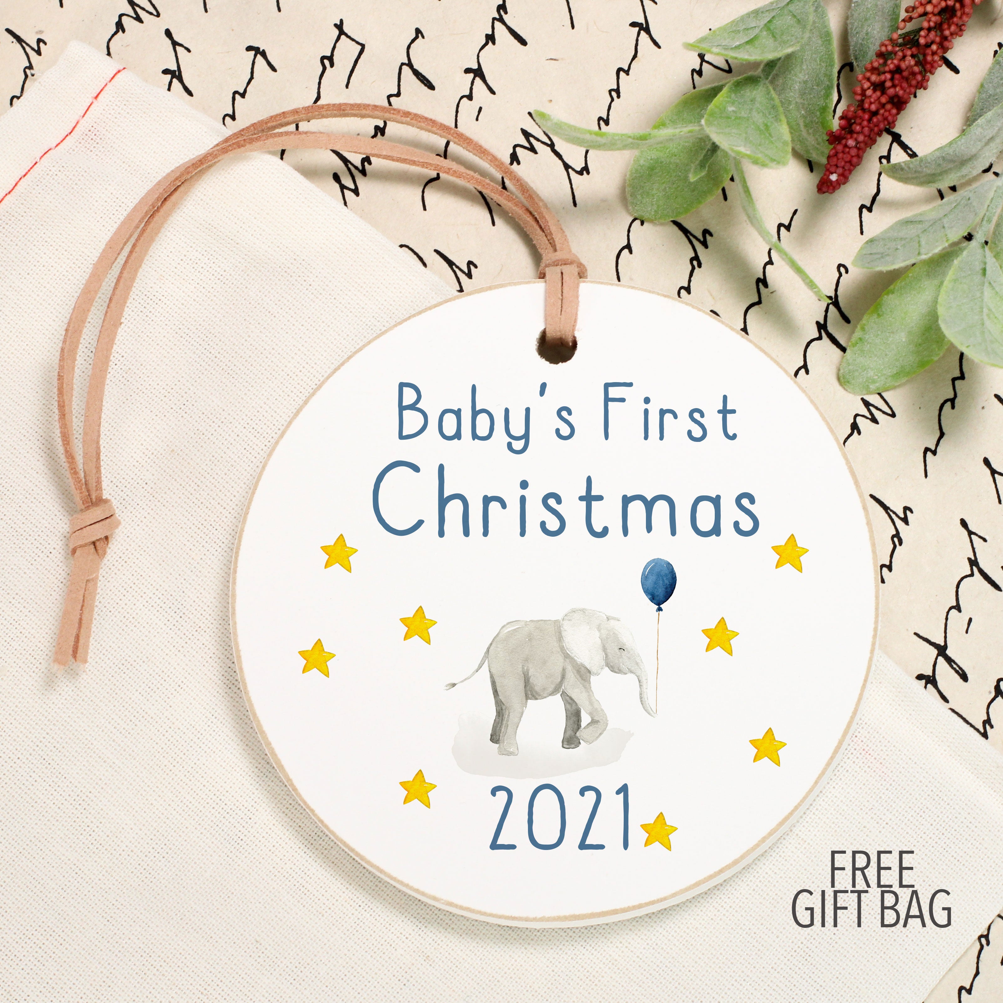 Baby elephant christmas sales ornament